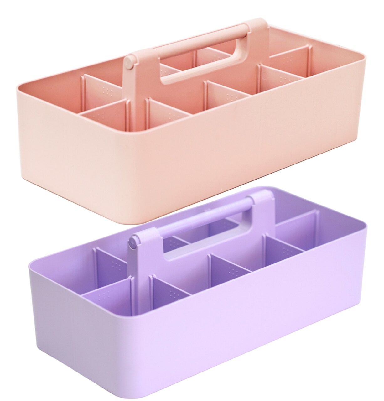 Enjoy Organizer 2 Pack Portable Caddy Organizer With Handle 8 Compartment DIY Stackable Art Marker Supply Plastic Caddy Made In USA